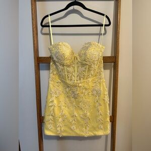 KissProm Short Yellow Strapless Corset Dress Size 12